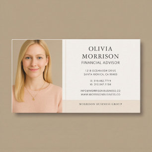 Carte De Visite Conseiller financier Neutre Photo Beige