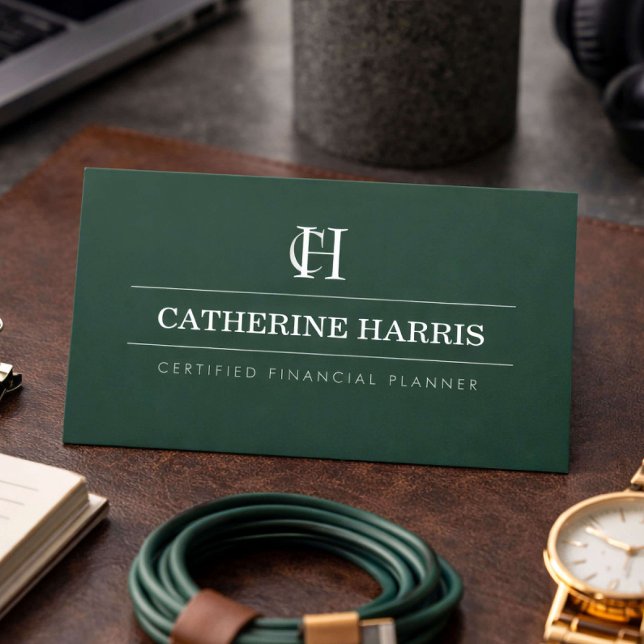 Carte De Visite Conseiller financier professionnel à monogramme ve (Créateur téléchargé)