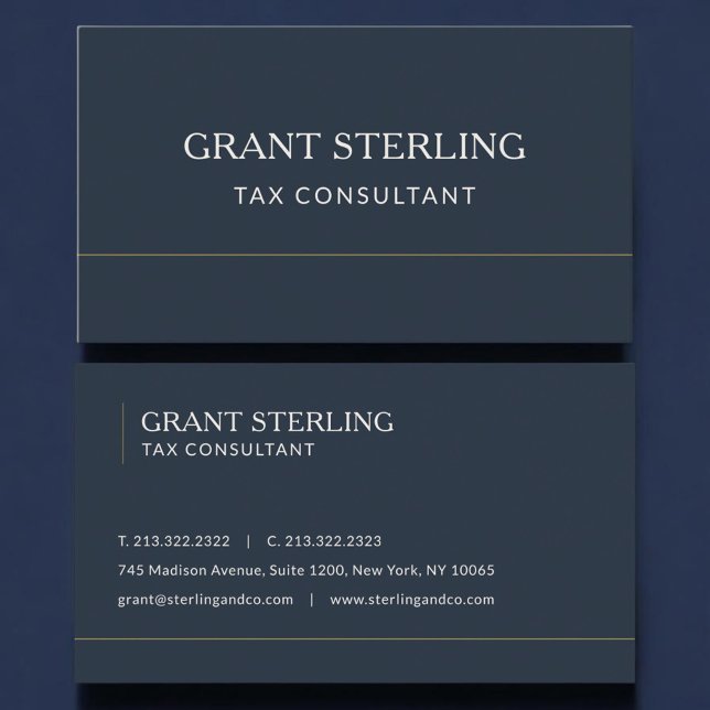 Carte De Visite Conseiller fiscal bleu marine professionnel (Créateur téléchargé)