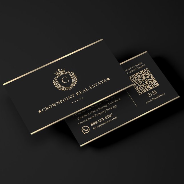 Carte De Visite Conseiller immobilier exécutif Faux Gold Crest (Executive Real Estate Consultant Faux Gold Crest Business Card
)