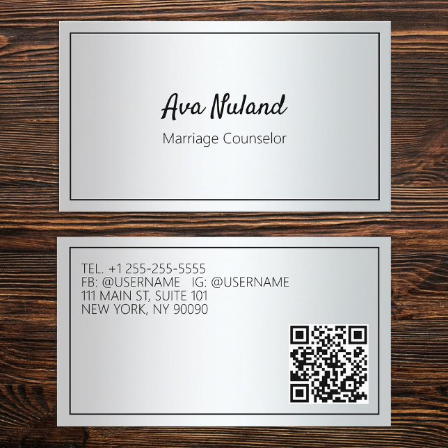 Carte De Visite Conseiller matrimonial QR personnalisé (Custom QR Marriage Counselor Business Cards)