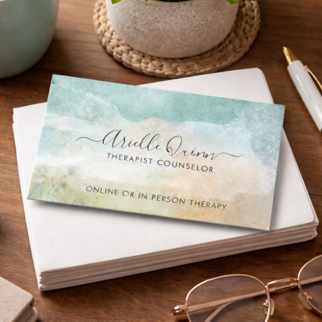 Carte De Visite Conseiller thérapeutique Serene Aquarelle Abstrait (Créateur téléchargé)