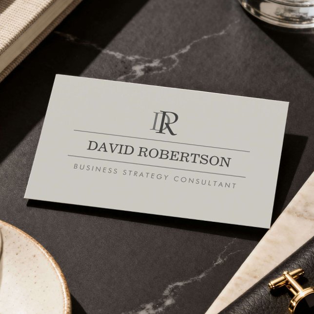 Carte De Visite Conseillère de monogramme professionnelle Taupe (Créateur téléchargé)