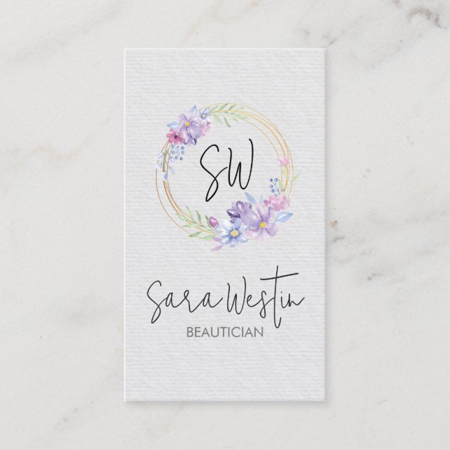 Carte De Visite Conseillère en beauté esthéticienne Fleur Monogram (Devant)