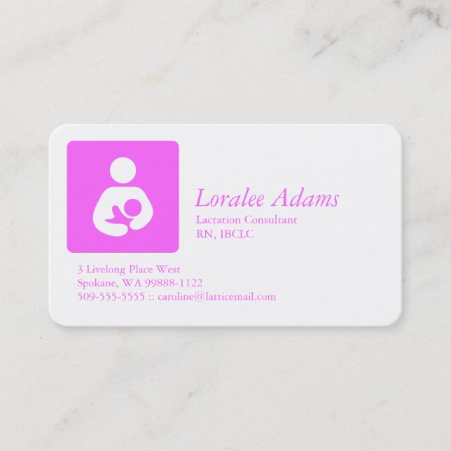 Carte De Visite Conseillère en lactation (Devant)
