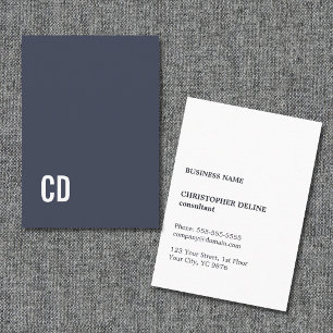Carte De Visite Conseillère en monogramme blanc bleu élegant