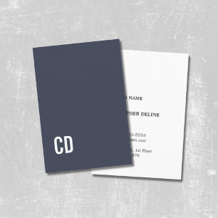 Carte De Visite Conseillère en monogramme blanc bleu élegant