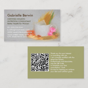 Carte De Visite Conseillère en nutrition pour les aliments féminin