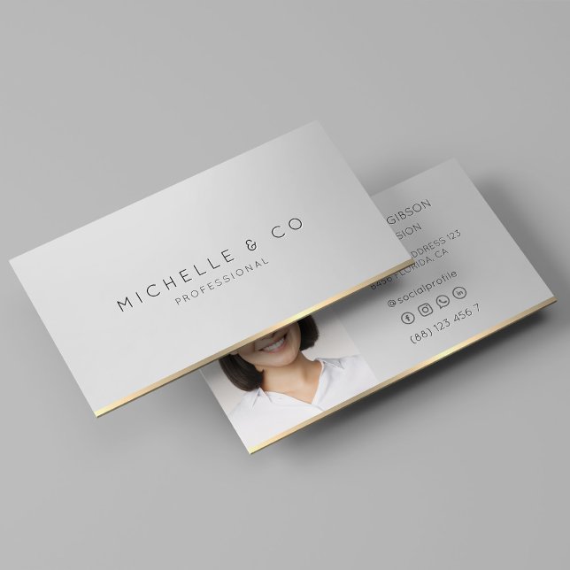 Carte De Visite Conseillère minimale professionnelle en argent Fau (Minimal Professional Silver Faux Gold Consultant Business Card
)