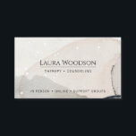 Carte De Visite Conseillère thérapeutique Formes Abstraites d'aqua<br><div class="desc">Abstrait terreux bio abstraite aquarelle formes thérapeute conseiller carte de visite avec élégantes couleurs douces translucides de gris crème et blanc. Pour un conseiller avec en personne et des séances de thérapie en ligne et des groupes de soutien. Vous pouvez remplacer la ligne de slogan ci-dessous par vos propres options....</div>