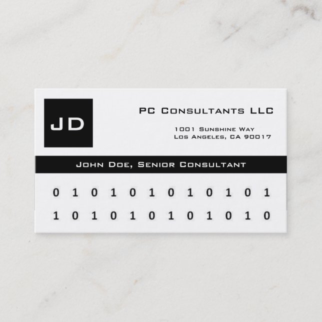 Carte De Visite Conseillers en informatique W/W/B (Devant)
