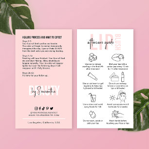 Carte De Visite Conseils d'après-soins Blushing Lip Beauté rose