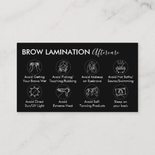 Carte De Visite Conseils de soins après laminage des sourcils noir