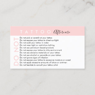 Carte De Visite Conseils de soins après tatouage à ne pas éviter