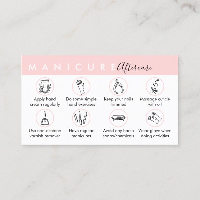 Carte De Visite Conseils de suivi de manucure de haut niveau (Dos)