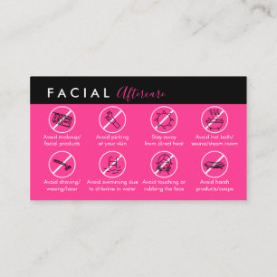 Carte De Visite Conseils de suivi de soin facial rose néon