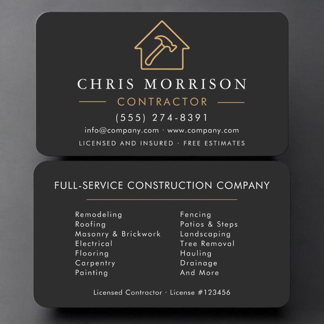 Carte De Visite Constructeur Construction Or Noir (Créateur téléchargé)