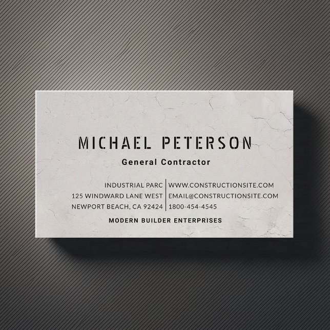 Carte De Visite Constructeur de construction Stucco BW Moderne (construction company builder remodeling business card stucco simple minimalist modern)