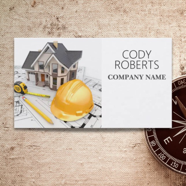 Carte De Visite Constructeur Handyman Architecte Contractant Const (Builder Handyman Architect Contractor Construction Business Card)
