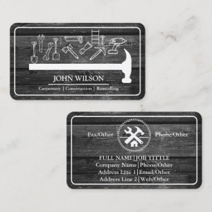 Carte De Visite Constructeur Professionnel Charpentier Outils Menu