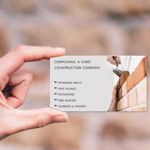 Carte De Visite Constructeur professionnel moderne de briqueteurs