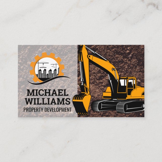 Carte De Visite Construction | Bâtiments commerciaux | Excavateur (Devant)