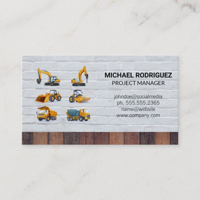 Carte De Visite Construction | Bâtisseurs | Machinerie Lourde (Devant)