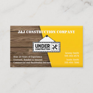Carte De Visite Construction bois et jaune