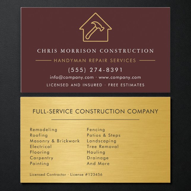 Carte de visite Construction Bricolage Métal Or Bo (Créateur téléchargé)