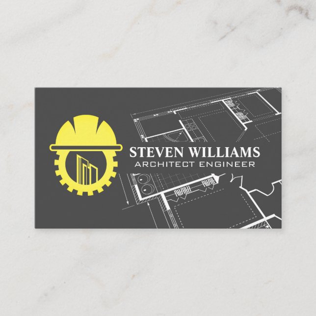 Carte De Visite Construction Builder Logo | Blueprint  (Devant)