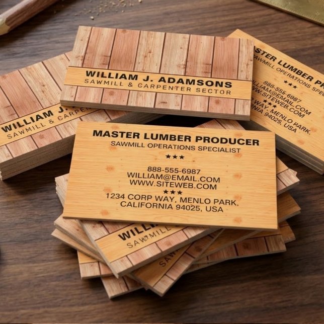 CARTE DE VISITE CONSTRUCTION / CHARPENTERIE | BOIS STYLÉ, MODERNE (Professional timber design stationery, Sleek wooden aesthetic business cards, Contemporary builder)