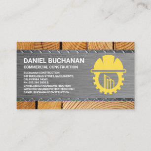 Carte De Visite Construction   Circulaire   Acier Bois   Bâtisseur
