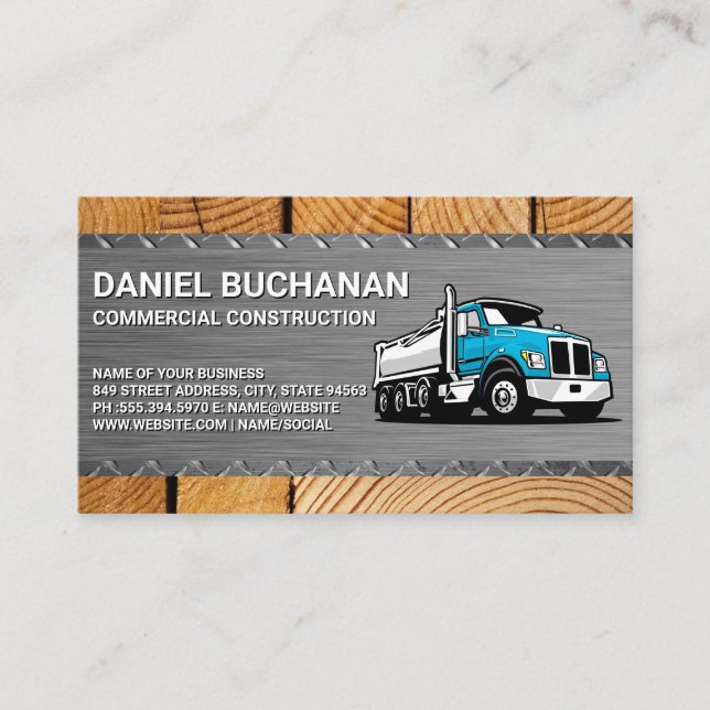Carte De Visite Construction | circulaire | Bois d'acier | Camion  (Devant)
