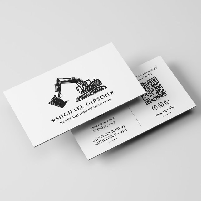 Carte De Visite Construction Contractor Heavy Equipment Operator (Construction Contractor Heavy Equipment Operator Business Card
)