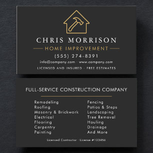 Carte De Visite Construction d'amélioration professionnelle de la 