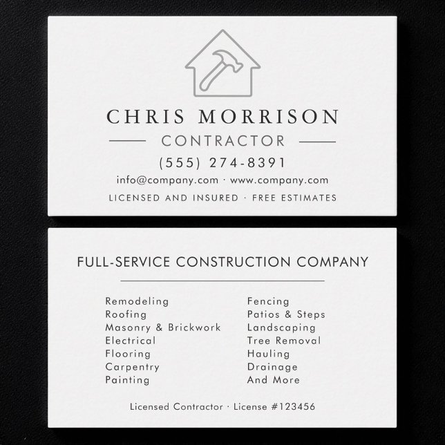 Carte De Visite Construction de bâtiment moderne argent blanc (Créateur téléchargé)