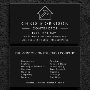 Carte De Visite Construction de bâtiment moderne en argent noir 
