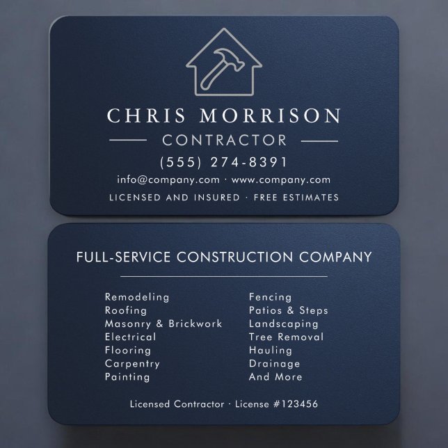 Carte De Visite Construction de bâtiments Bleu Nuit Métallisé Arge (Créateur téléchargé)