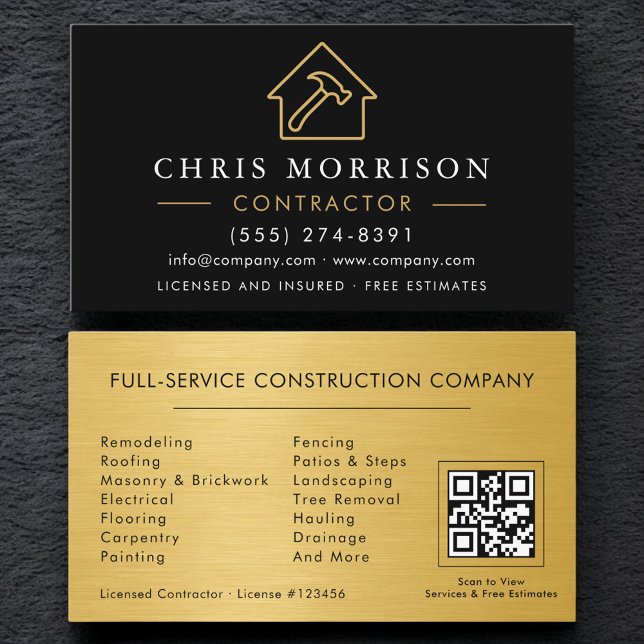 Carte De Visite Construction de bâtiments métalliques Code QR Noir (Créateur téléchargé)