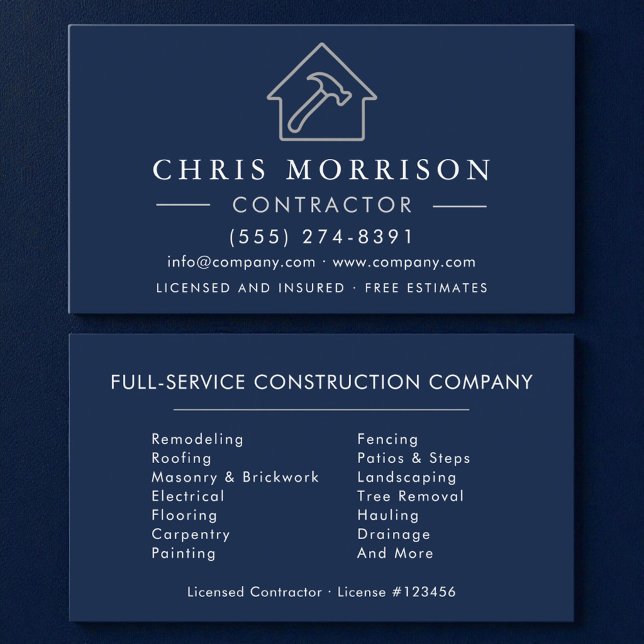 Carte De Visite Construction de bâtiments modernes Bleu marine Arg (Créateur téléchargé)