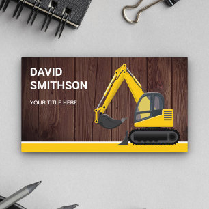 Carte De Visite Construction de bois rustique Bulldozer Excavatric