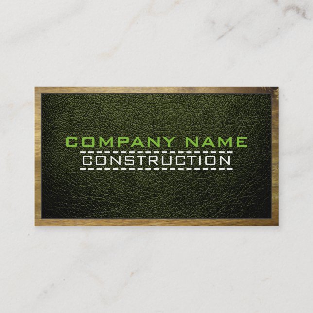 Carte De Visite Construction de bordure en bois Élégant cuir Look  (Devant)