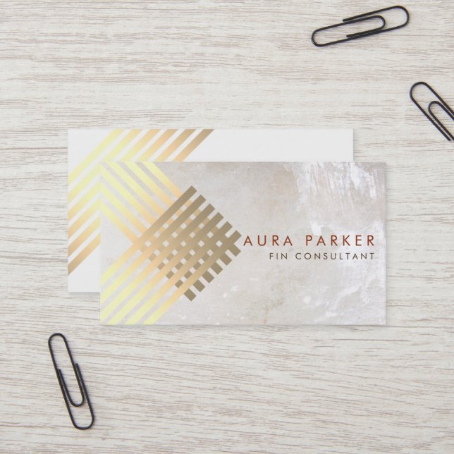 Carte De Visite Construction de financement géométrique en or rétr (Devant/Arrière en situation)