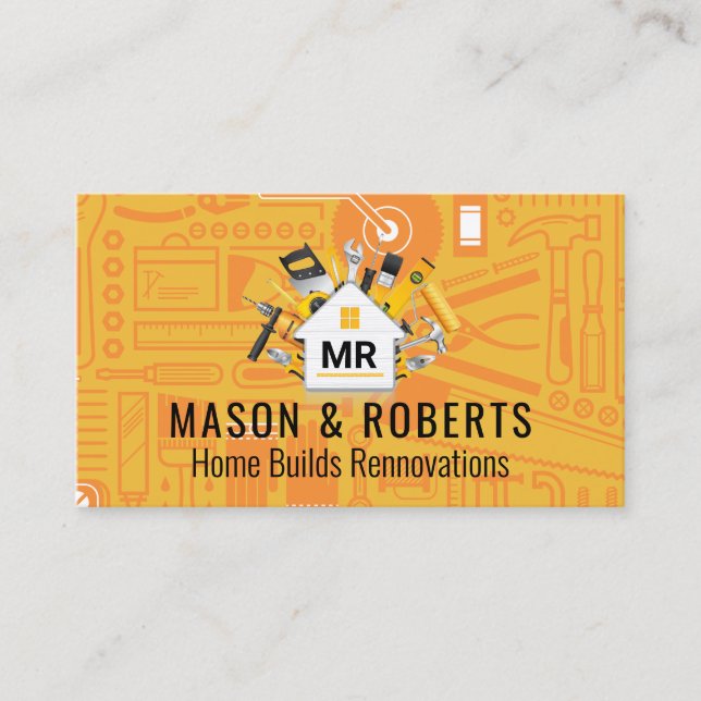 Carte De Visite Construction de maisons | Outils de construction (Devant)