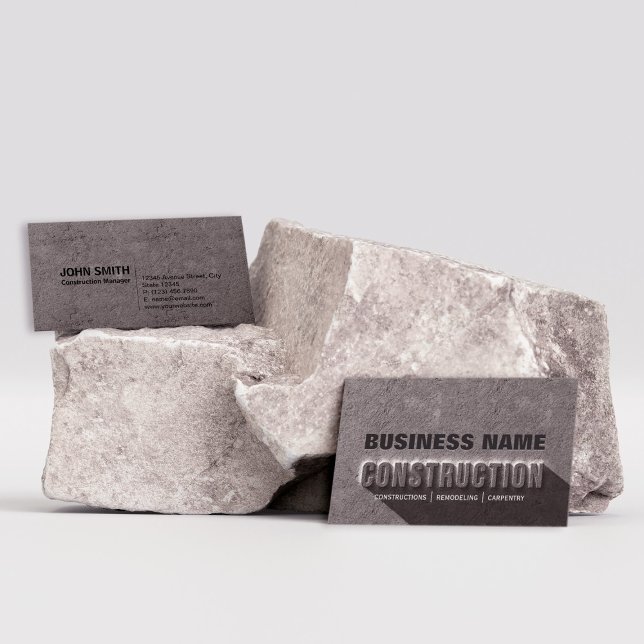 Carte De Visite Construction de texte de roche en béton rustique m (Créateur téléchargé)
