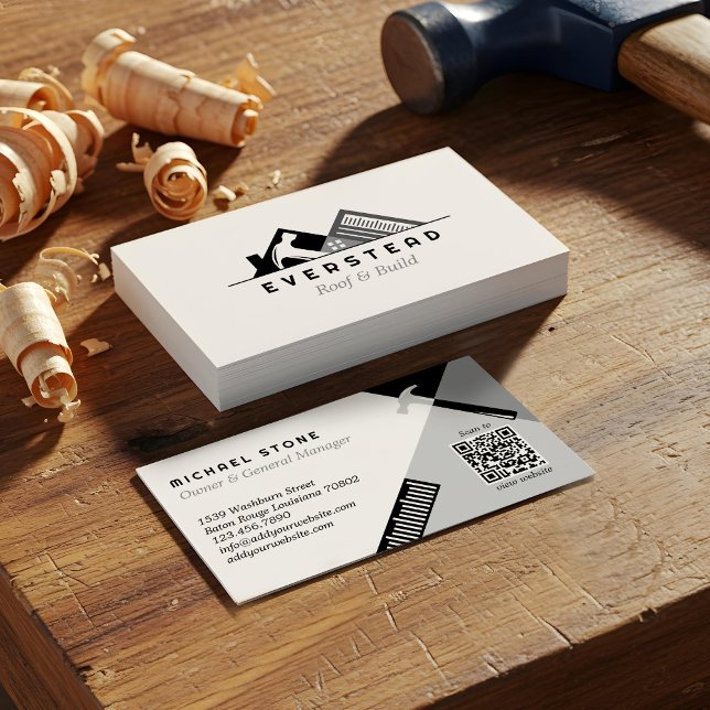 Carte De Visite Construction de toitures Accueil Outils d'améliora (Roofing Construction Home Improvement Tools Logo Business Card)