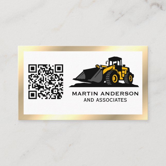 Carte De Visite Construction d'entreprise | Code QR | Métallique d (Devant)