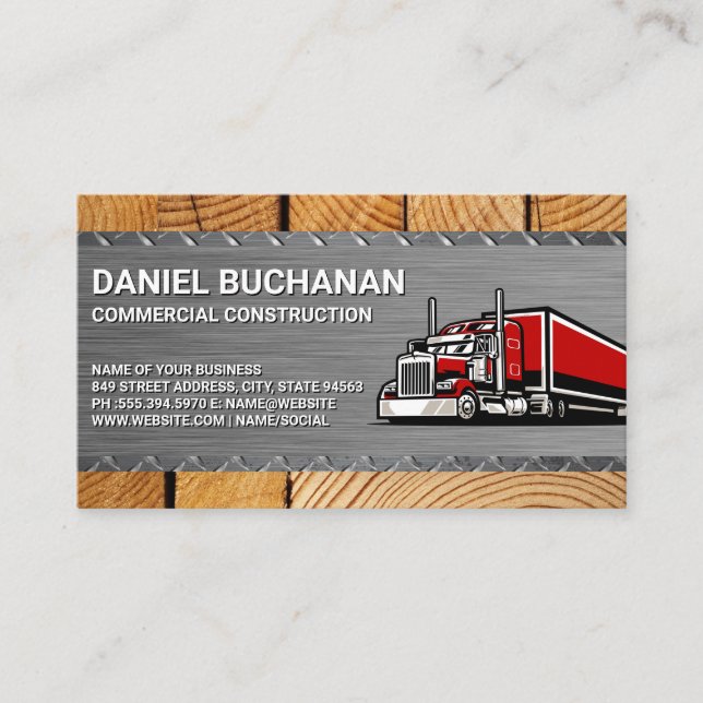 Carte De Visite Construction | Dump Truck | Builder (Devant)