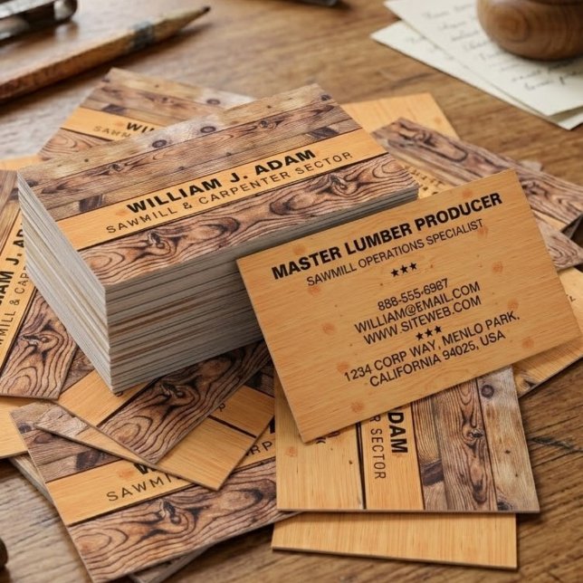 CARTE DE VISITE (CONSTRUCTION EN BOIS MODERNE) SCIERIE / MENUISERI (Wood working Carpenter Cards)