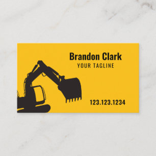 Carte De Visite Construction en silhouette simple d'excavateur jau